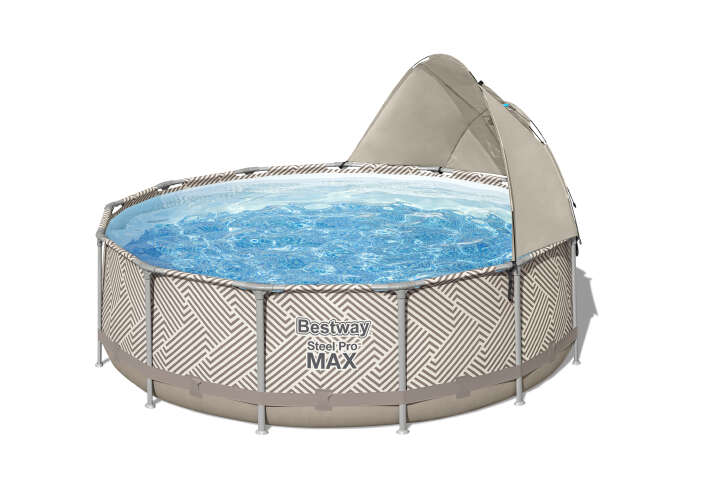Bestway Komplett Set Pro MAX™ Frame Pool Op Art-Design rund 396 x 107 cm